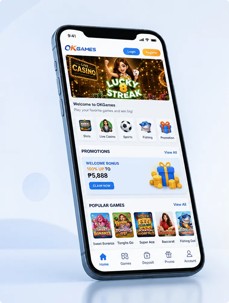Overview of the OKGames mobile app interface